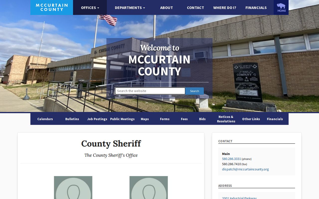 McCurtain County sheriff warrant and public-record contact source