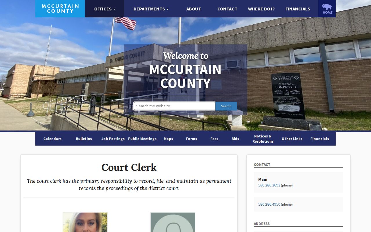 McCurtain County Court Clerk warrant-related court record source